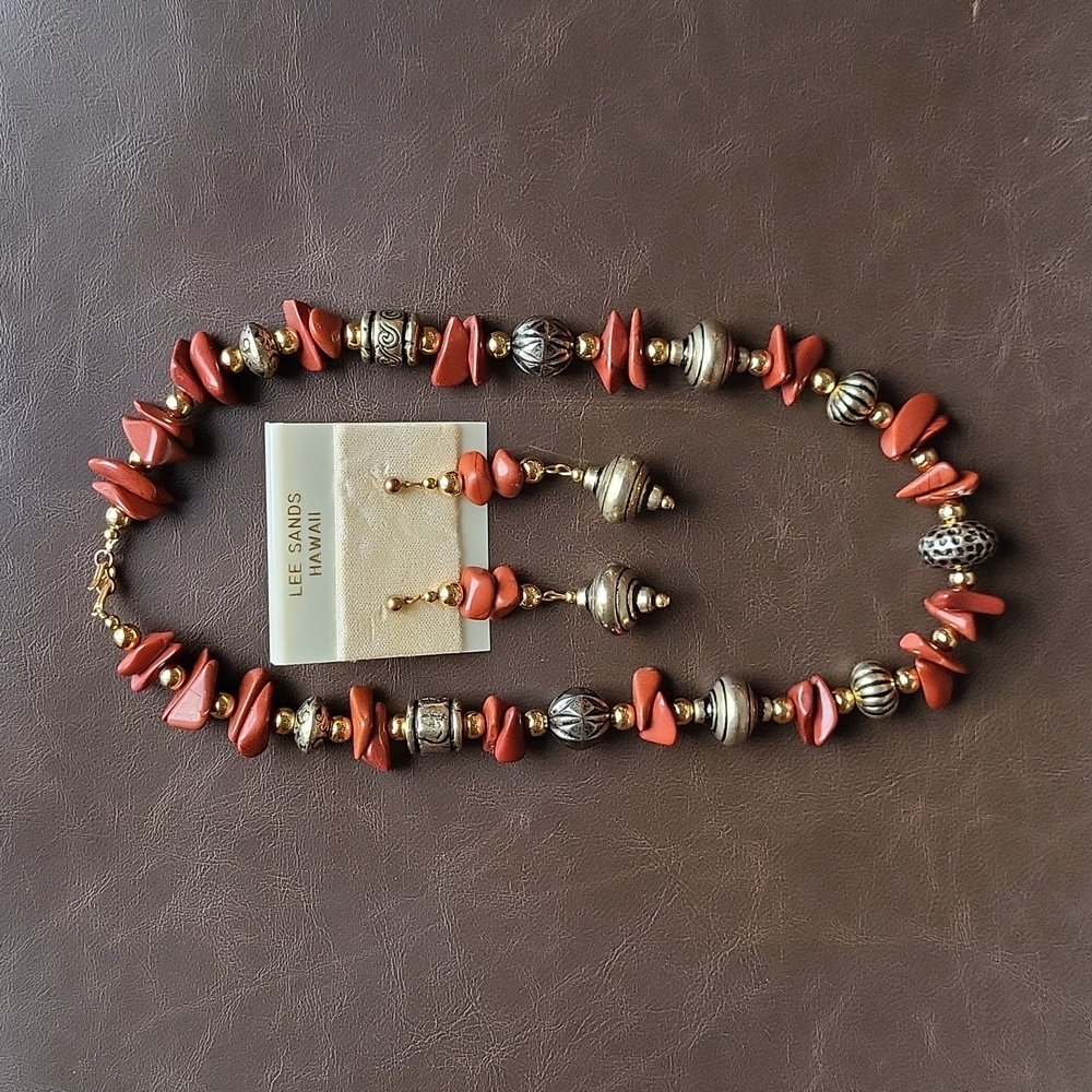 Vintage LEE SANDS HAWAII Costume Jewelry Necklace & Earrings